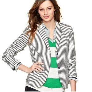 GAP Jacket 6 WASHED LINEN
Unstructured STRIPED Blazer
Navy White 2-Button size 8